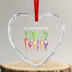 Let's Roots For Each Other Vegetable Heart Crystal Glass Ornament Motivational TS10 Transparent Glass 3'' Heart Print Your Wear