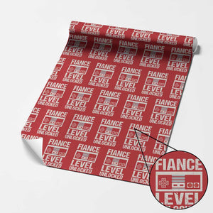 Leveled Fiance Unlocked Wrapping Paper Roll Engagement Gift For Fiancé Bachelor Party TS10 Red Print Your Wear