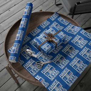 Leveled Fiance Unlocked Wrapping Paper Roll Engagement Gift For Fiancé Bachelor Party TS10 Blue Print Your Wear