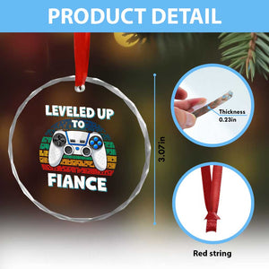 Leveled Up To Fiance Crystal Glass Ornament Retro Newly Engaged Gifts For Him TS10 Print Your Wear