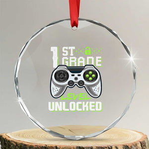 Leveling Up To School Funny Gamer Boys Crystal Glass Ornament First Day Back to School Gift