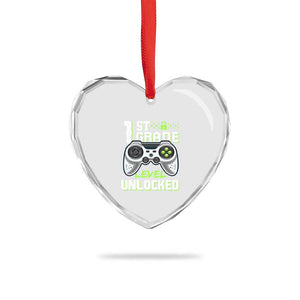 Leveling Up To School Funny Gamer Boys Heart Crystal Glass Ornament First Day Back to School Gift