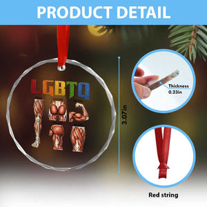 LGBTQ Acronym Funny Fitness Gym Rainbow Muscle Graphic Crystal Glass Ornament Legs Glutes Biceps Triceps Quads TS02 Print Your Wear