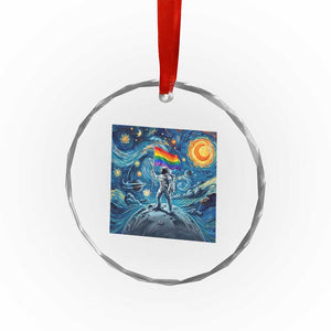LGBTQ Rainbow Moon Astronaut Crystal Glass Ornament Starry Night Graphic TS12 Print Your Wear