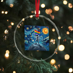 LGBTQ Rainbow Moon Astronaut Crystal Glass Ornament Starry Night Graphic TS12 Print Your Wear
