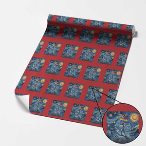 LGBTQ Rainbow Moon Astronaut Wrapping Paper Roll Starry Night Graphic TS12 Red Print Your Wear