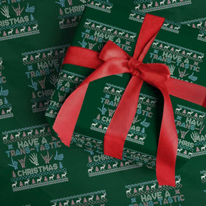 LGBTQ Trans Pride Wrapping Paper Roll Have A Trans Tastic Ugly Christmas Gift TS12 Green Print Your Wear