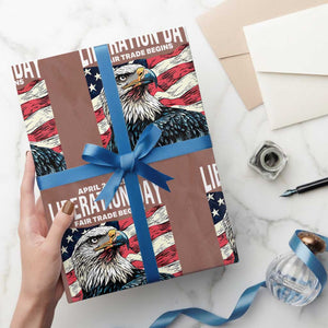 Liberation Day April 2 2025 Wrapping Paper Roll Fair Trade Patriotic American Eagle USA Flag TS02 Mocha Print Your Wear