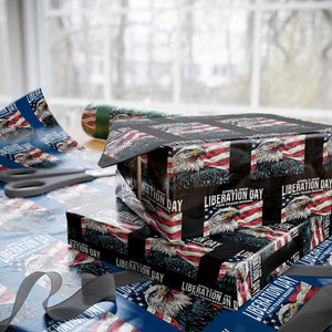 Liberation Day April 2 2025 Wrapping Paper Roll Fair Trade Patriotic American Eagle USA Flag TS02 Black Print Your Wear