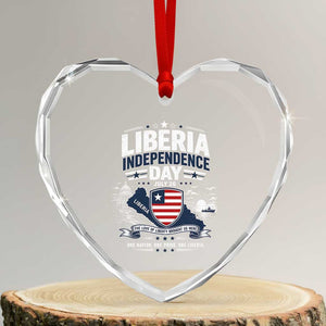 Liberia Independence Day July 26 Patriotic Pride Heart Crystal Glass Ornament