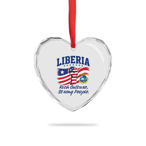 Liberia Rich Culture Strong People Patriotic Heart Crystal Glass Ornament Liberian Flag Fist Coat Of Arms Heritage Pride