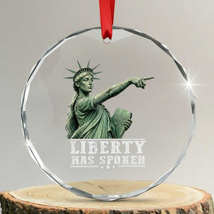 Liberty Has Spoken Pointing Statue Parody Crystal Glass Ornament Funny Sarcastic Basketball Sports Viral Meme Americana