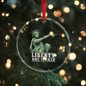 Liberty Has Spoken Pointing Statue Parody Crystal Glass Ornament Funny Sarcastic Basketball Sports Viral Meme Americana