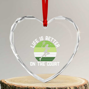 Life Is Better On The Court Heart Crystal Glass Ornament Vintage Retro Tennis Girl Gift TS12 Transparent Glass 3'' Heart Print Your Wear