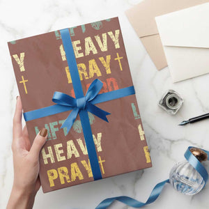 Lift Heavy Pray Hard Wrapping Paper Roll Christian Workout Jesus Gym Lifting Retro Cross TS11 Mocha Print Your Wear