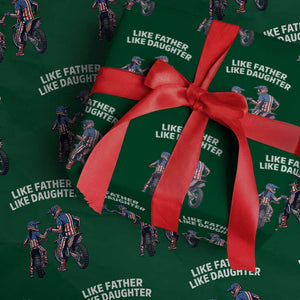 Like Father Daughter Dirt Bike Wrapping Paper Roll Cute Matching Motocross Gift Father's Day TS14 Green Print Your Wear