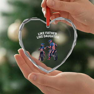 Like Father Daughter Dirt Bike Heart Crystal Glass Ornament Cute Matching Motocross Gift Father's Day TS14 Print Your Wear