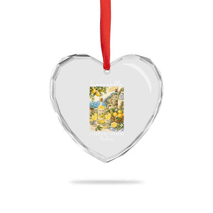 Limoncello Amalfi Coast Heart Crystal Glass Ornament Lemon Lover Italian Summer Fruit