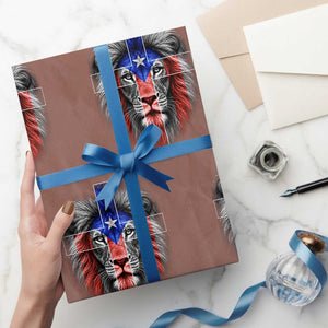 Lion of Judah Cross Puerto Rico Flag Wrapping Paper Roll Christian Faith Puerto Rican Pride