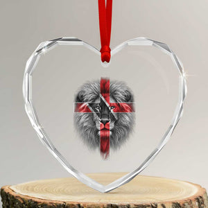 Lion of Judah Cross Trinidadian Flag Heart Crystal Glass Ornament Christian Faith Trini Trinidad And Tobago Pride
