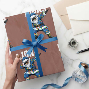 LF Christmas Wrapping Paper Roll Funny Dabbing Santa Football Lovers Game Day TS10 Mocha Print Your Wear