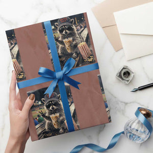 Literally Just A Bleacher Creature Funny Raccoon Baseball Graphic Wrapping Paper Roll Cool Game Day Fan Gift TS02 Mocha Print Your Wear