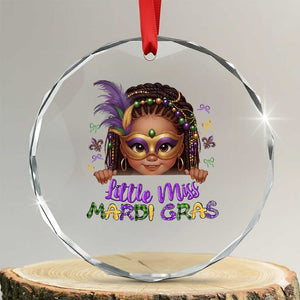 Little Miss Mardi Gras Crystal Glass Ornament Afro Messy Bun Girls Kids Mask Cute New Orleans TS10 Transparent Glass 3'' Circle Print Your Wear