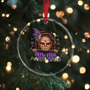 Little Miss Mardi Gras Crystal Glass Ornament Afro Messy Bun Girls Kids Mask Cute New Orleans TS10 Print Your Wear