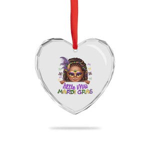 Little Miss Mardi Gras Heart Crystal Glass Ornament Afro Messy Bun Girls Kids Mask Cute New Orleans TS10 Print Your Wear