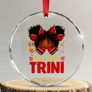 Little Miss Trinidad And Tobago Crystal Glass Ornament Afro Black Messy Bun Girl Trini Flag Bow TS10 Transparent Glass 3'' Circle Print Your Wear
