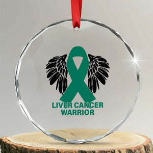 Liver Cancer Angel Warrior Wings Crystal Glass Ornament Green Ribbon Awareness Support Gift