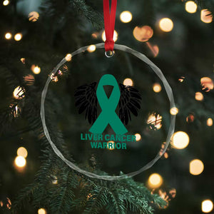 Liver Cancer Angel Warrior Wings Crystal Glass Ornament Green Ribbon Awareness Support Gift