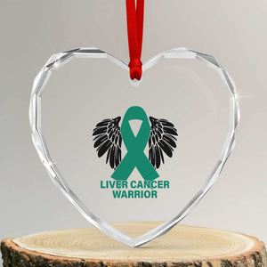 Liver Cancer Angel Warrior Wings Heart Crystal Glass Ornament Green Ribbon Awareness Support Gift