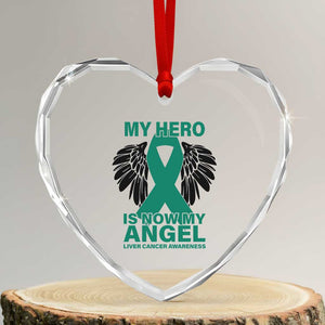 Liver Cancer Awareness Memorial Gift Heart Crystal Glass Ornament My Hero Is Now My Angel