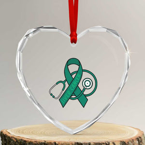 Liver Cancer Strong Nurse Warrior Heart Crystal Glass Ornament Stethoscope Healthcare Support Gift