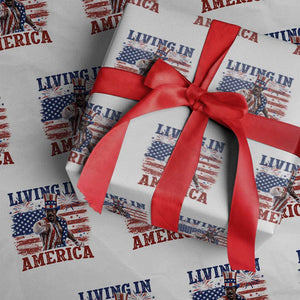 Living In America Funny Patriotic Heavyweight Boxer Wrapping Paper Roll Vintage Distressed Flag Uncle Sam Hat Boxing Champion