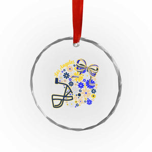Los Angeles Game Day Sports Fan Crystal Glass Ornament Floral Football Helmet With Bow