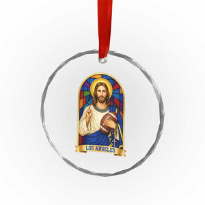 Los Angeles Jesus Game Day Faith Crystal Glass Ornament Christian Sports Fan Pride