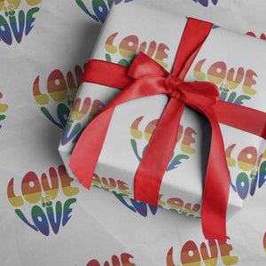 Love Is Love LGBTQ Pride Wrapping Paper Roll Rainbow Flag Community TS12 White Print Your Wear