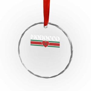 Love Morocco Retro Stripe Graphic Crystal Glass Ornament Maroc Moroccan Flag Heart