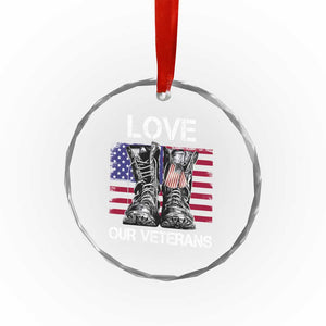 Love Our Veterans Crystal Glass Ornament American Flag Military Supportive Veterans Day TS10 Print Your Wear