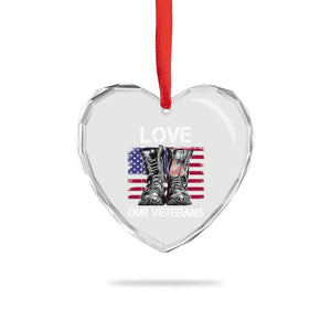 Love Our Veterans Heart Crystal Glass Ornament American Flag Military Supportive Veterans Day TS10 Print Your Wear