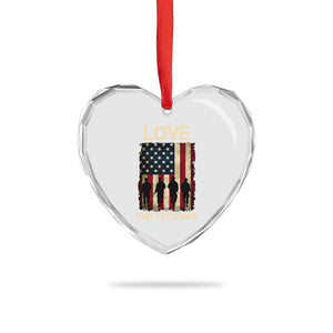 Love Our Veterans Heart Crystal Glass Ornament US Veterans Day Proud Military Family US Flag TS10 Print Your Wear
