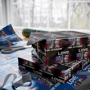Love Our Veterans Wrapping Paper Roll American Flag Military Supportive Veterans Day TS10 Black Print Your Wear