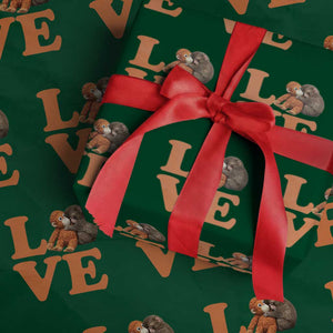 Love Punch the Baby Monkey Wrapping Paper Roll Cute Hugging Plush Toy Viral Friendship TS02 Green Print Your Wear