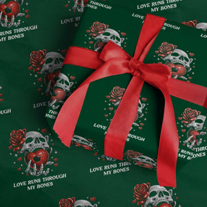 Love Runs Through My Bones Wrapping Paper Roll Funny Skeleton Soccer Gift TS12 Green Print Your Wear