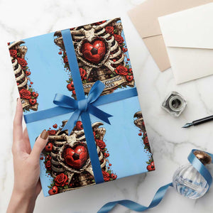 Love Runs Through My Bones Wrapping Paper Roll Funny Skeleton Soccer Player Gift TS12 Light Blue Print Your Wear