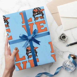 Love Vintage Cool Pun Girl Wrapping Paper Roll Game Day Gift TS12 Light Blue Print Your Wear