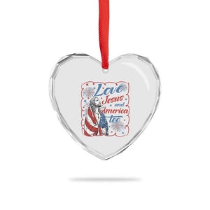 Loves Jesus and America Too Heart Crystal Glass Ornament Patriotic Christian Jesus 4th of July TS14 Print Your Wear