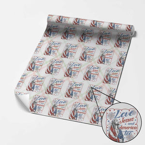 Loves Jesus and America Too Wrapping Paper Roll Patriotic Christian Jesus 4th of July TS14 Christmas Plaid Print Your Wear